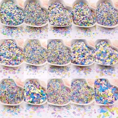 Mix Macaroon Sequins Glittering Nail Polish Craft Star Unicorn Sakura Plum Flower Shapes Sequins Paillettes For Slime Quicksand