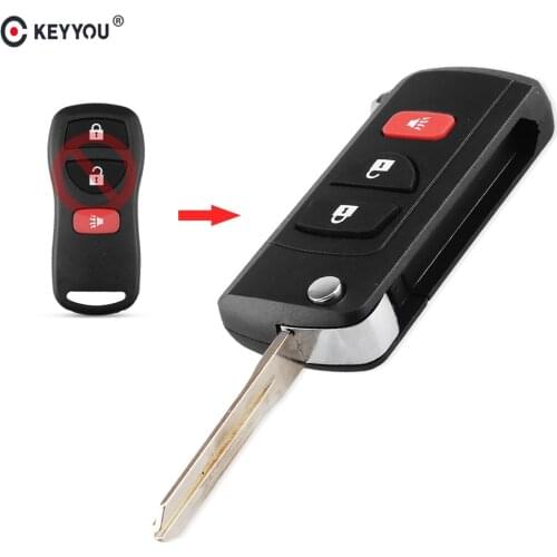 KEYYOU Modified Flip Folding Remote Key Shell Case For NISSAN Livina X-Trail Gennis Tiida Sylphy Xterra Murano Key Fob Cover