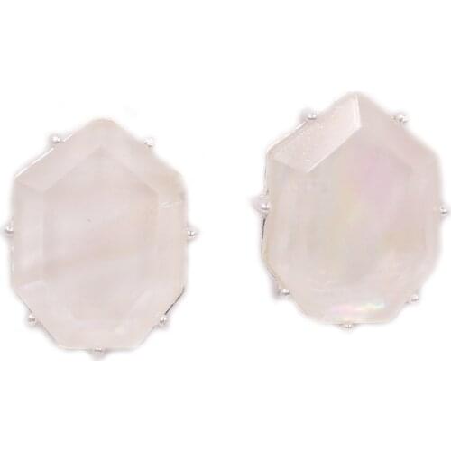 Fashion Polygon Geometric Earrings Christmas Gift 3 Colors Marble Stone Stud Earrings for Women
