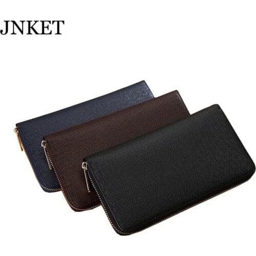 JNKET Fashion Mens PU Leather Wallets Handbag Multifunctional Bank/ID Card Holder Wallet Zipper Long Wallet Clutch Bag