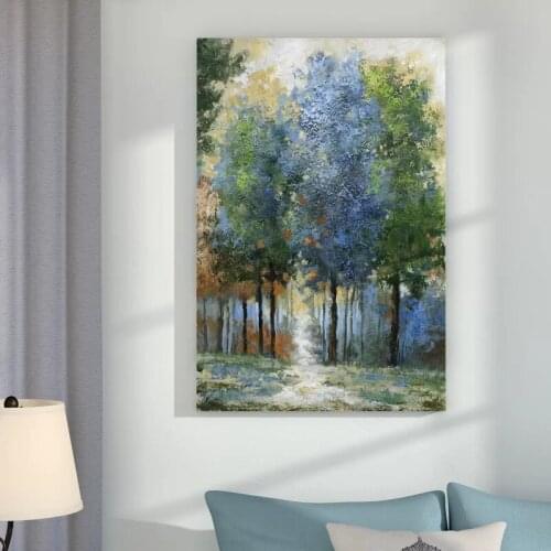Modular Pictures Canvas Blue Green Tree Painting Wall Art Grove Path Posters Print Modern Living Room Home Decor No Framework