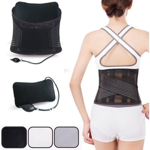 Inflatable Magnetic Steel Lumbar Support Orthopedic Back Spine Brace Waist Sciatica Scoliosis Herniated Posture Corrector Belt