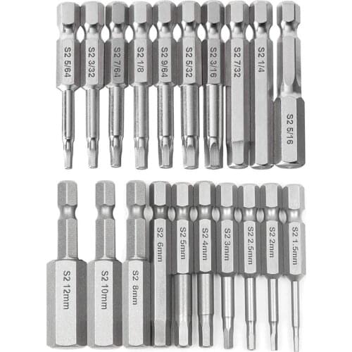 New 20Pcs Hex Head Wrench Drill Bit Set Shank Quick Release netic Screwdriver Bits Set (Metric +SAE)