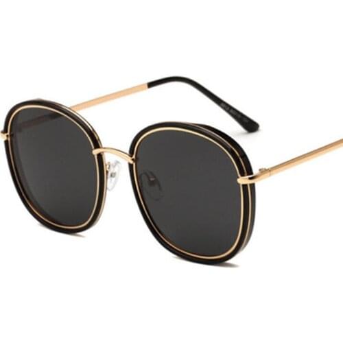 High Quality Mirror Men Women Big Glasses Metal Oversized Round Sunglasses Polarized