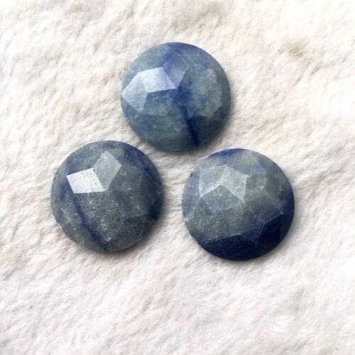 Wholesale 1pcs 100% Natural Blue Aventurine Bead Cabochon 29mm Faceted Round Gem stone Bead Cabochon Ring Face