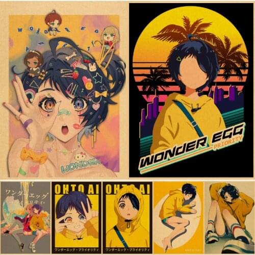 Japanese Anime Wonder Egg Priority Posters Home Decor Retro Kraft Paper Wall Sticker Living Room Bar Cafe Decoration Pictures