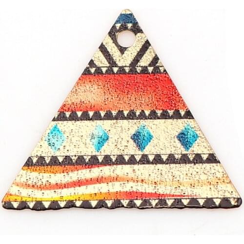DoreenBeads Fashion Zinc Based Alloy Enamel Painting Pendant Triangle Gold Setting Colorful 22mm( 7/8") x 19mm( 6/8"), 10 PCs