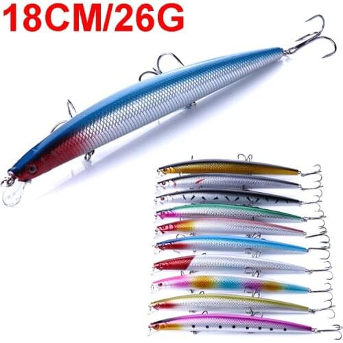 18cm/26g Minnow Fishing Lure 3D Eyes Crankbait Hard Lure Sea Fishing Wobbler Fishing Equitement Tackle
