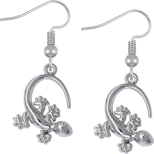 Popular metal rhodium-plated gecko Lizard pendant earrings for popular lucky animal jewelry eardrop
