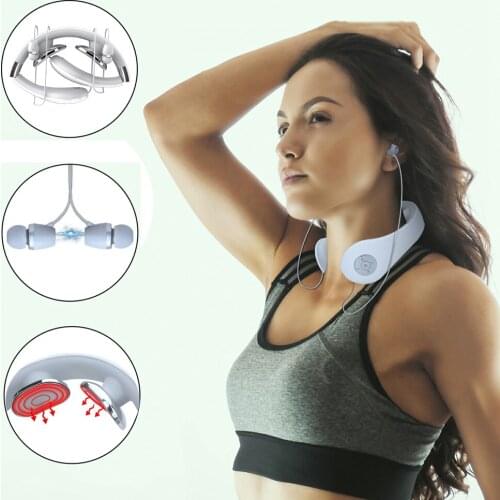 Foldable Electric Neck Massager Hot Compress Pulse Cervical Spine and Shoulder Massager Wireless Neck Hanging Bluetooth Earphone