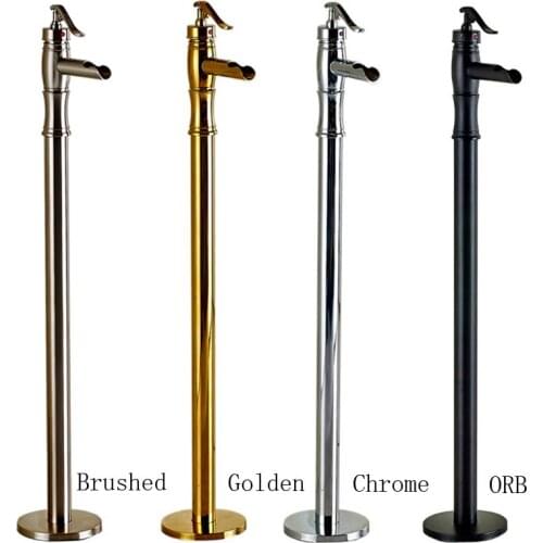 Single Lever Freestanding Clawfoot Bathtub Faucet Set Brass Golden/brushed Nickel Tub Sink Mixer Taps Waterfall Spout