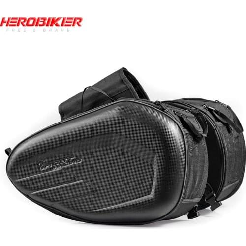 HEROBIKER Motorcycle Bag Waterproof Motorcycle Saddle Bags Carbon Fiber Helmet Bags Travel Luggage With Rain Cover 36L-58L