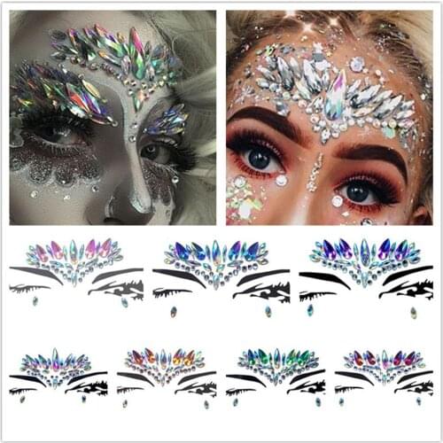 Music Festival Tattoo Flash Party Makeup Stickers Tattoo Women Dance Masquerade Face Stick Drill Tattoo Body Stick