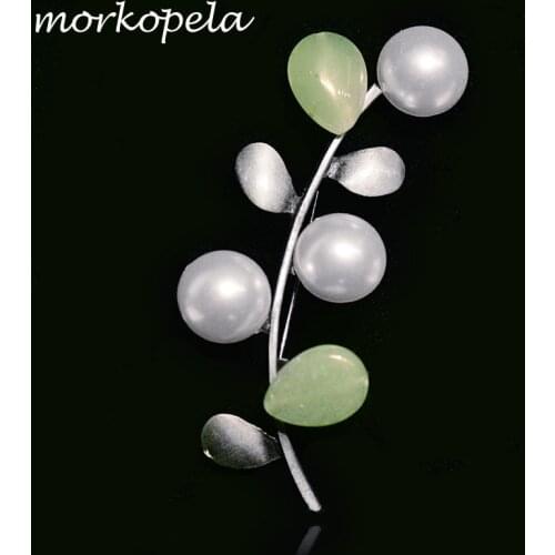 Morkopela Women Leaves Stone Brooch Vintage Scarf Clip Pins Brooches For Women Costume Jewelry Brooch Best Gift