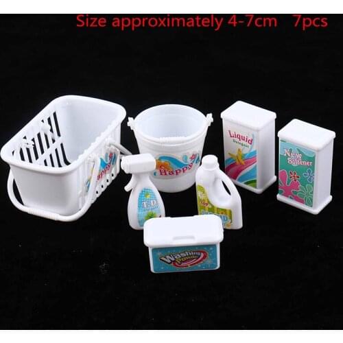 1set Kids Play House Toys Swag Box, Buckets, Detergents, Household Washing Kit For Doll Bathroom Accessories Home Decoration