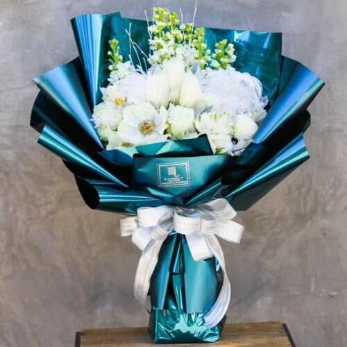 10sheet Fashion Flower Gift Wrapping Paper Space Star Metal Film Bouquet Packing Paper Christmas Gift Packaging Gold Leaf