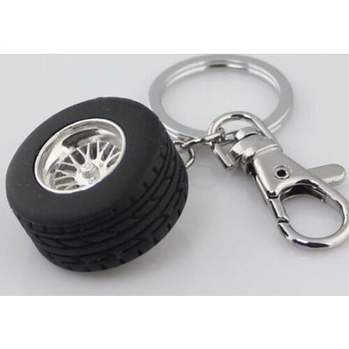30pcs/lot Creative Mini Rubber Car Wheel Tyre Key Chain Car Tire Style Keychain Keyring Key Ring Key Holder Wholesale