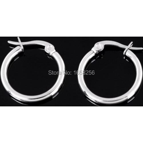 Wholesale Lot 5pair of inner 20mm Sleek Surgical Stainless Steel Grade Hypoallergenic round Hoop Earrings Women