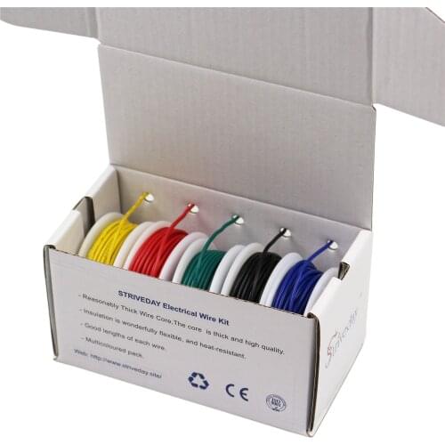 50m UL 1007 28AWG 5 color Mix box 1 box 2 package Electrical Wire Cable Line Airline Copper PCB Wire