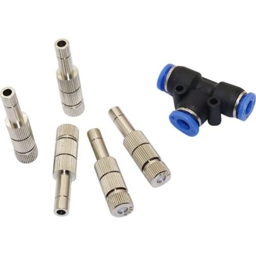50 pcs 0.2-0.6mm Low Pressure Quick-connect Nozzle 5-15bar 6mm Mist Cooling Slip Lock Nozzles With Filter Garden Irrigation Tool