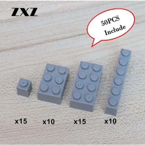 50Pcs DIY Plastic Toy Construction Kids Toys Building Blocks Bricks Mix Bricks 1 x 1 2 x 3 2 x 4 1 x 6 Models