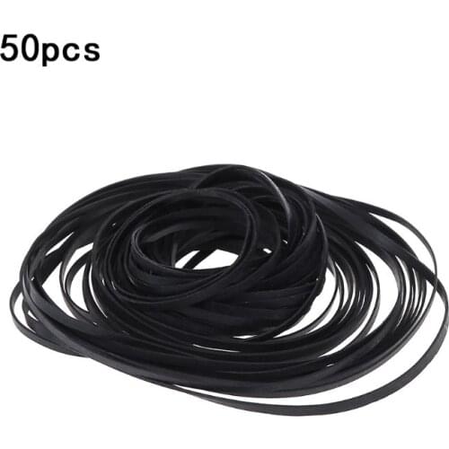 50PCS Universal Mix Cassette Tape Machine Belts Assorted Common Flat Rubber Belt for Recorders Walkman DVD Drive