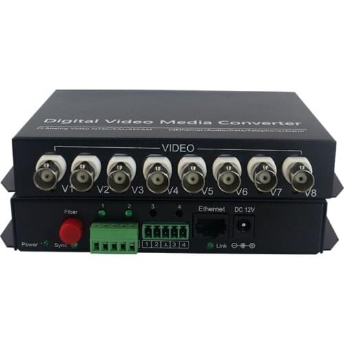 8 channel Fiber Optic Video/Ethernet/Data Multiplexer BNC Media Converter