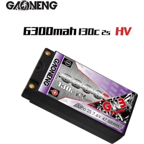 GNB 6300mAh 2S 7.6V 130C rechargeable through Hardcase Shorty HV Battery Parck 5.0mm Bullet Plug for 1/10 RC Car Race Car Parts