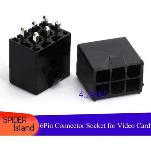 Black 5557 PCB Socket Connector 6Pin 6P 180 Degree 4.2MM for Video card Graphic card Motherboard