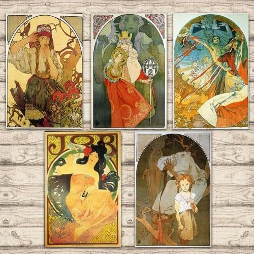Flower Slavic girl Alphonse Maria Mucha (Alphonse Maria Mucha) French lady retro poster canvas painting art bar home decoration