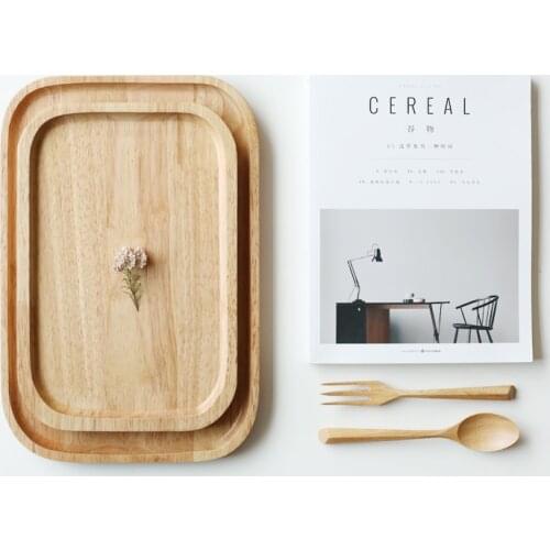 Wood Rectangular Tray Fruit Bread Breakfast Snack Dessert Cake Tea Serving Storage Tray Kitchen Organizer Tool Home Decortion