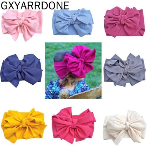 Double Bows Baby Headband Wide Infant Baby Girl Headband Birthday Party Headwear Baby Turban Big Bow Hair Accessories 15 Colors