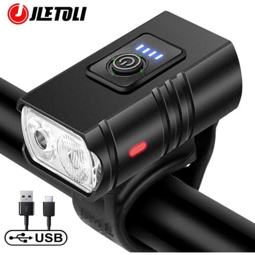 JLETOLI Aluminum Alloy Bicycle Headlight T6 Waterproof Bike Light USB Rechargeable Light for Bike Cycling Accessories
