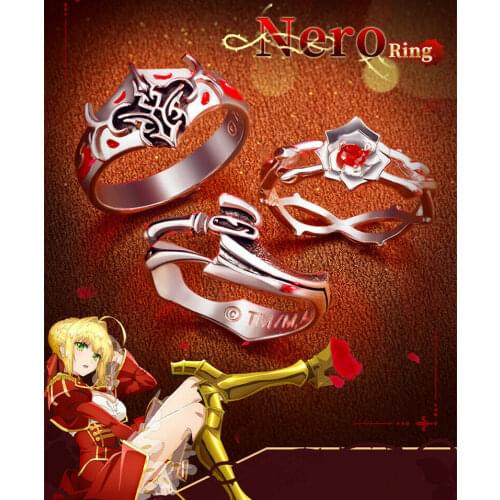 Anime Fate Extra Last Encore Nero Hakuno Red Rose Saber Aestus estus Ring 925 Sterling Silver Rings Cosplay Props Jewelry Gift
