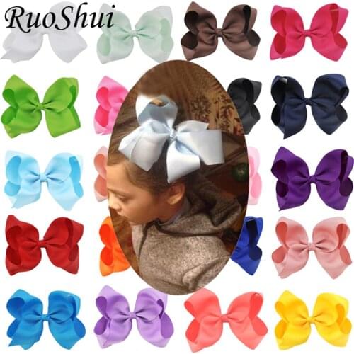 Fashion 6 Inch Cute Boutique Grosgrain Ribbon Bows Children Hairpins Little Girl Bows Hair Clips Kids Headwear Hair Accessories