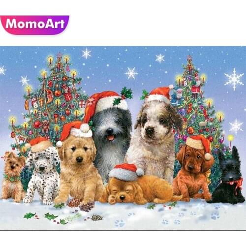 MomoArt 5D DIY Diamond Painting Christmas Dog Handicraft Cross Stitch Diamond Embroidery Sale Animal Craft Kit Wall Decorations