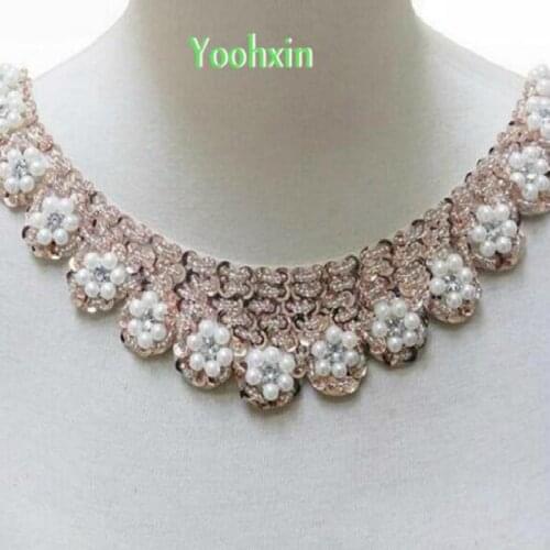 New 5cm Cotton 3D Pearl Lace Collar Fabric Ribbon Trim DIY Embroidery Sewing Neckline Applique Fringe Craft Dress Guipure Decor