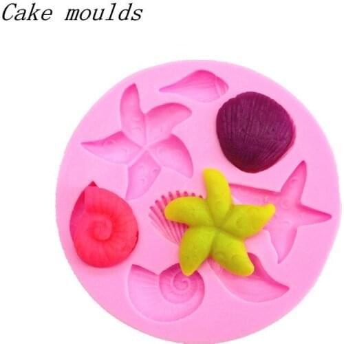Wholesale Silicone mold K099 Mini Starfish seashells Snail shape Clay mold Fondant cake mold