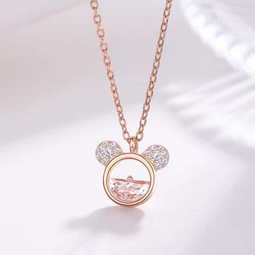 Cute Mouse Necklace Wholesale Pendant For Women Anime Crystals Simple Jewelry Luxury Clavicle Chain Wedding Charm Accessories