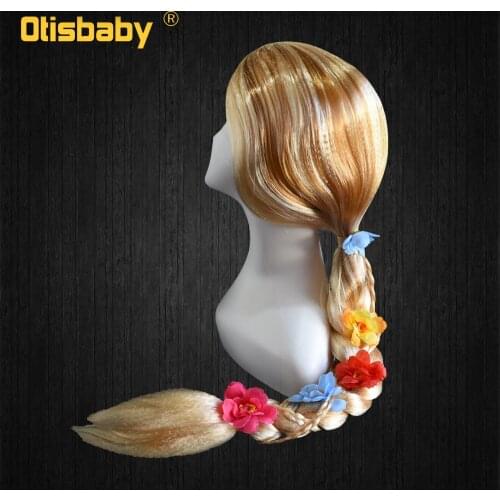 Fancy Girls Princess Rapunzel Wig Childrens Birthday Party Halloween Disguise Child Little Mermaid Ariel Aurora Snow White Hair
