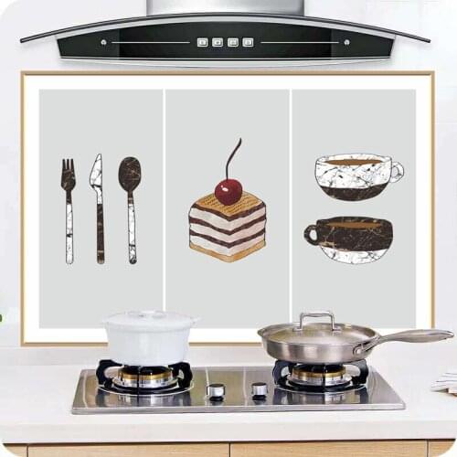 Kitchen Self-Adhesive Oil-Proof Stickers High-Temperature Stove Anti-Smoke Stickers Tile Aluminum Foil Decorative Stickers Carto