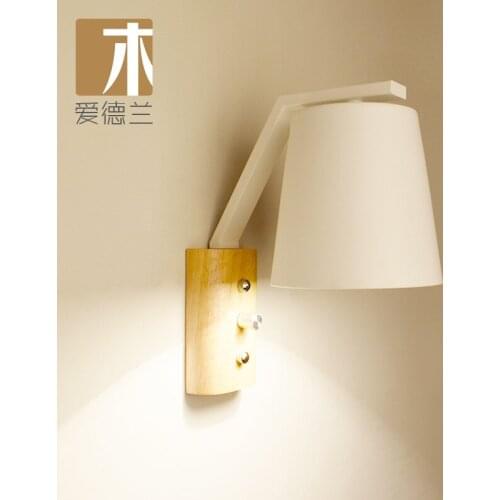 LED Wall Lamps Abajur for Living Room Wall Sconces Light E27 Nordic Wooden belt Wall Light White/Black