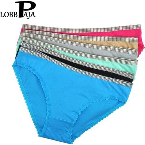 LOBBPAJA Lot 6 PCS Woman Underwear Womens Cotton Sexy Panties Briefs Low Waist Lace Girls Ladies Knickers Lingerie for Women
