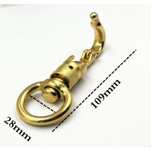 109mm Extra Pulse Size Solid Brass Buckle Rotated Connection Claws Clasps Ring Snap Hook Belt Chain Large Dog Pet Collar Harness