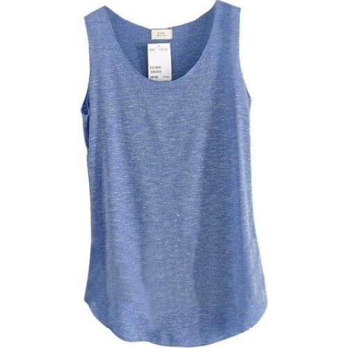 Womens U-Neck Beach Vest Summer Loose Bamboo Cotton Tank T-Shirt for Top Tees