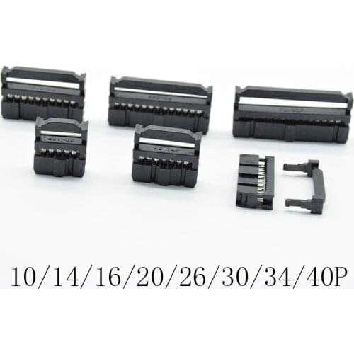 10sets FC-10P FC-14P FC-16P FC-20P/26P/30P/34P/40P IDC Socket 2x5 Pin Dual Row Pitch 2.54mm IDC Connector 10-pin cable socket