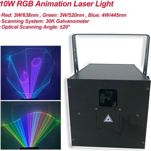 10W RGB Disco Stage Animation Laser Light Show Equipment For KTV Bar Festival Christmas Party Theme Decoration Projector Lamp