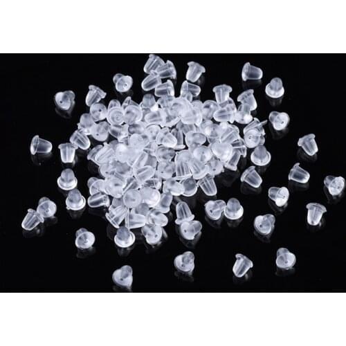 200pcs 4x4mm Clear Soft Plastic Earring Back Safty Bullet Stopper Ear Nut Findings Ear Plugs Hole: 1mm