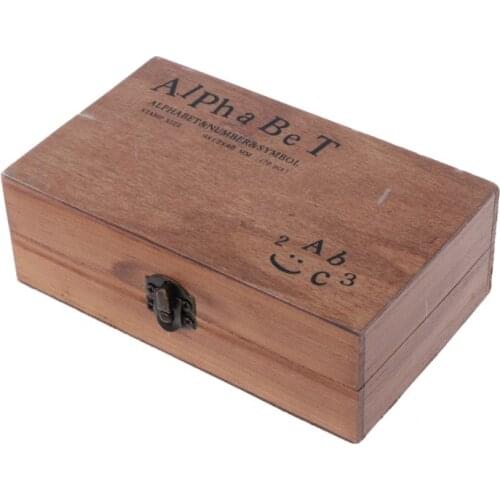 70Pcs Vintage DIY Number and Alphabet Letter Wood Rubber Stamps Set with Wooden Box HX6E
