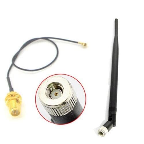 7DBi 2.4GHZ WiFi Antenna RP-SMA Male Connector adapter+ IPX to RP-SMA Jack Male Pin Extension Cord Pigtail Cable 17cm